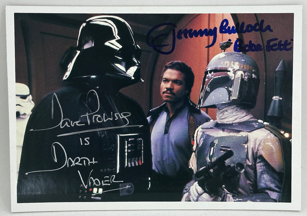 Jeremy Bulloch as Boba Fett and Dave Prowse as Darth Vader in Star Wars: The Empire Strikes Back Signed 5x7 Photo Card with Character Names