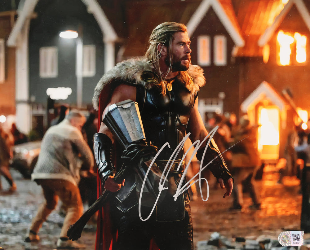 Chris Hemsworth as Thor in Battle in Thor: Love and Thunder (SWAU) Signed 11x14 Photo