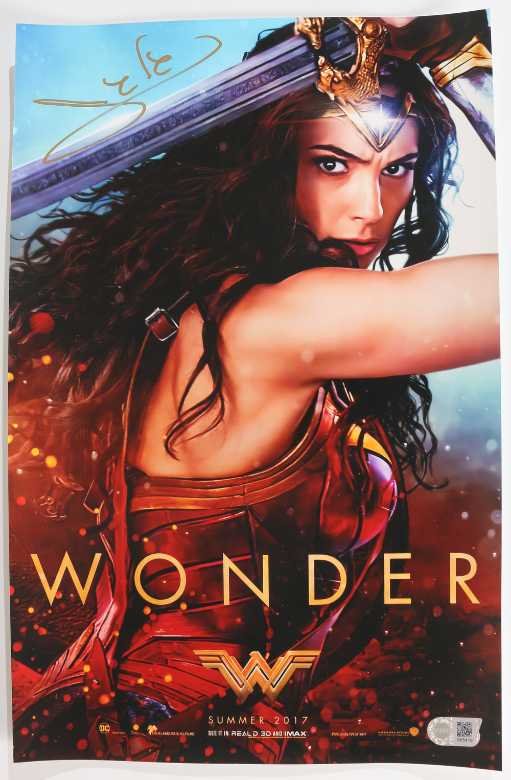 Gal Gadot as Wonder Woman in Wonder Woman (SWAU) Signed 11x17 Mini Poster