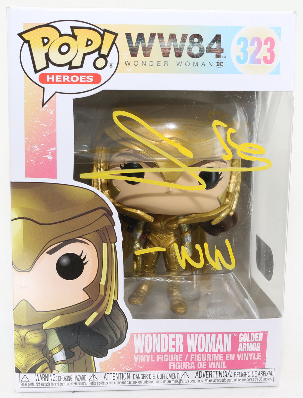 Gal Gadot as Wonder Woman Golden Armor in WW 1984 (SWAU) Signed Funko POP! #323 with Character Name Initials