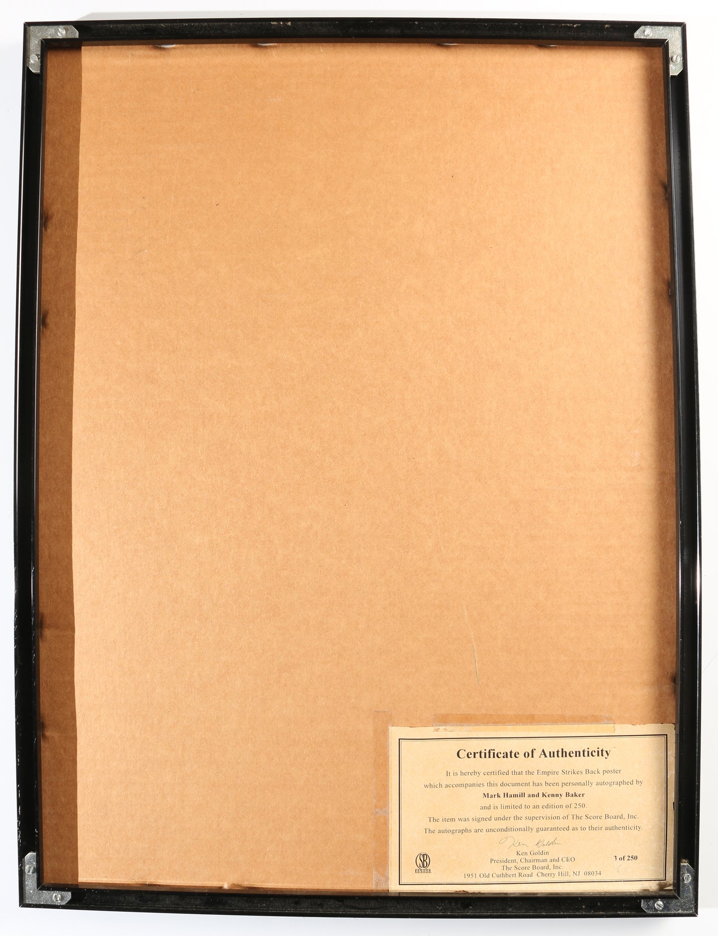 
                  
                    Mark Hamill as Luke Skywalker & Kenny Baker as R2-D2 in Star Wars: The Empire Strikes Back (The Score Board) Framed Signed 18x24 Poster
                  
                