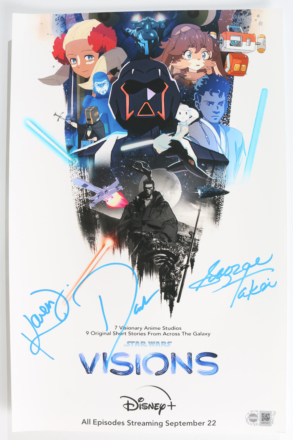 David Harbour as Tajin, George Takei as Senshuu, & Karen Fukuhara as F in Star Wars: Visions (SWAU) Signed 11x17 Mini Poster