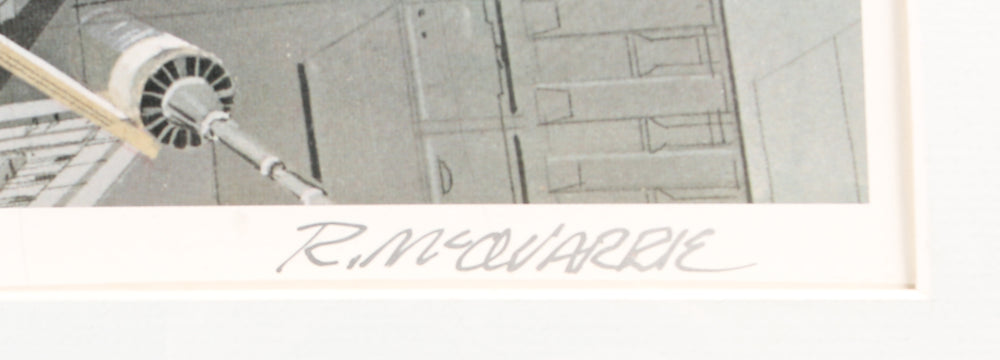 
                  
                    Mark Hamill as Luke Skywalker & Concept Artist Ralph McQuarrie X-Wing vs. TIE Fighter Trench Run Star Wars: A New Hope Framed (The Score Board) Signed 14x22 Concept Art Lithograph Poster
                  
                