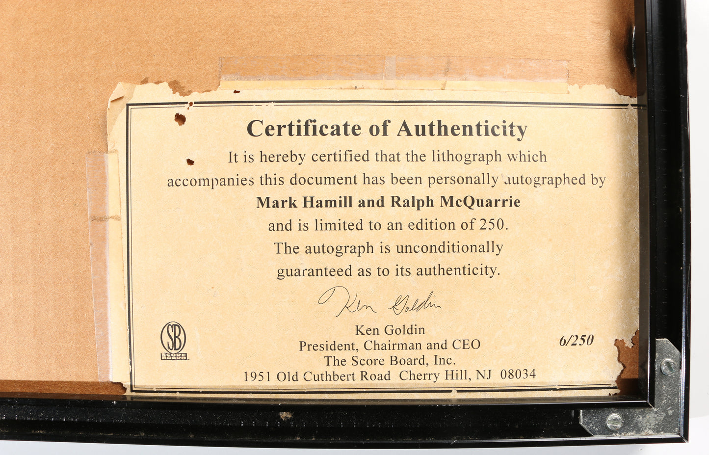 
                  
                    Mark Hamill as Luke Skywalker & Concept Artist Ralph McQuarrie X-Wing vs. TIE Fighter Trench Run Star Wars: A New Hope Framed (The Score Board) Signed 14x22 Concept Art Lithograph Poster
                  
                