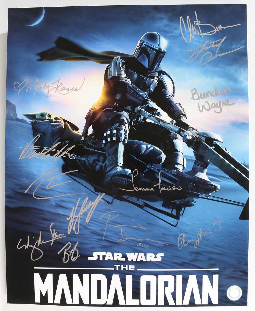 Star Wars: The Mandalorian (SWAU) 16x20 Mini Poster Cast Signed by Brendan Wayne, Rosario Dawson, Lateef Crowder, Christopher Bartlett, Misty Rosas, Ming-Na Wen, Temura Morrison, Timothy Olyphant, Bill Burr, & More