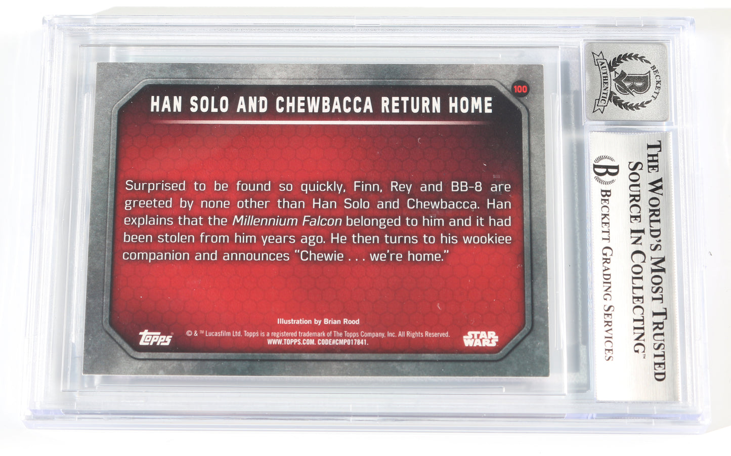 
                  
                    J.J. Abrams Director of Star Wars: The Force Awakens (Beckett Encapsulated) Signed 2016 Topps "Han Solo and Chewbacca Return Home" Trading Card
                  
                