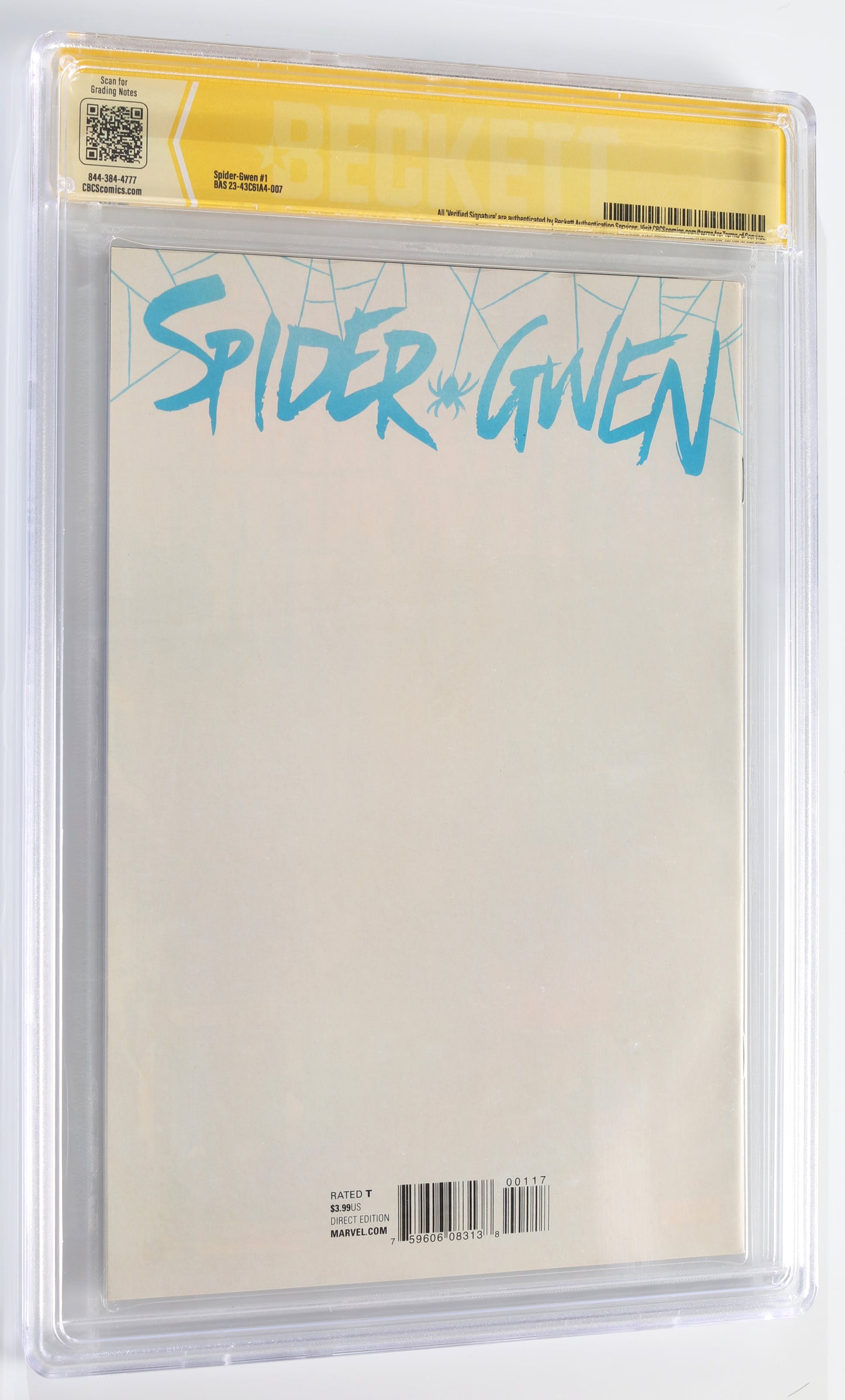 
                  
                    Spider-Gwen #1 Phantom Variant - Signed by Stan Lee (Beckett / CBCS Verified Signature) 2015
                  
                