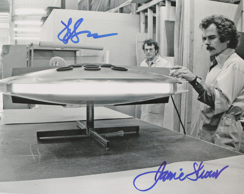 Jamie & William Shourt ILM Visual Effects Artist with Millennium Falcon Model Behind the Scenes of Star Wars Signed 8x10 Photo