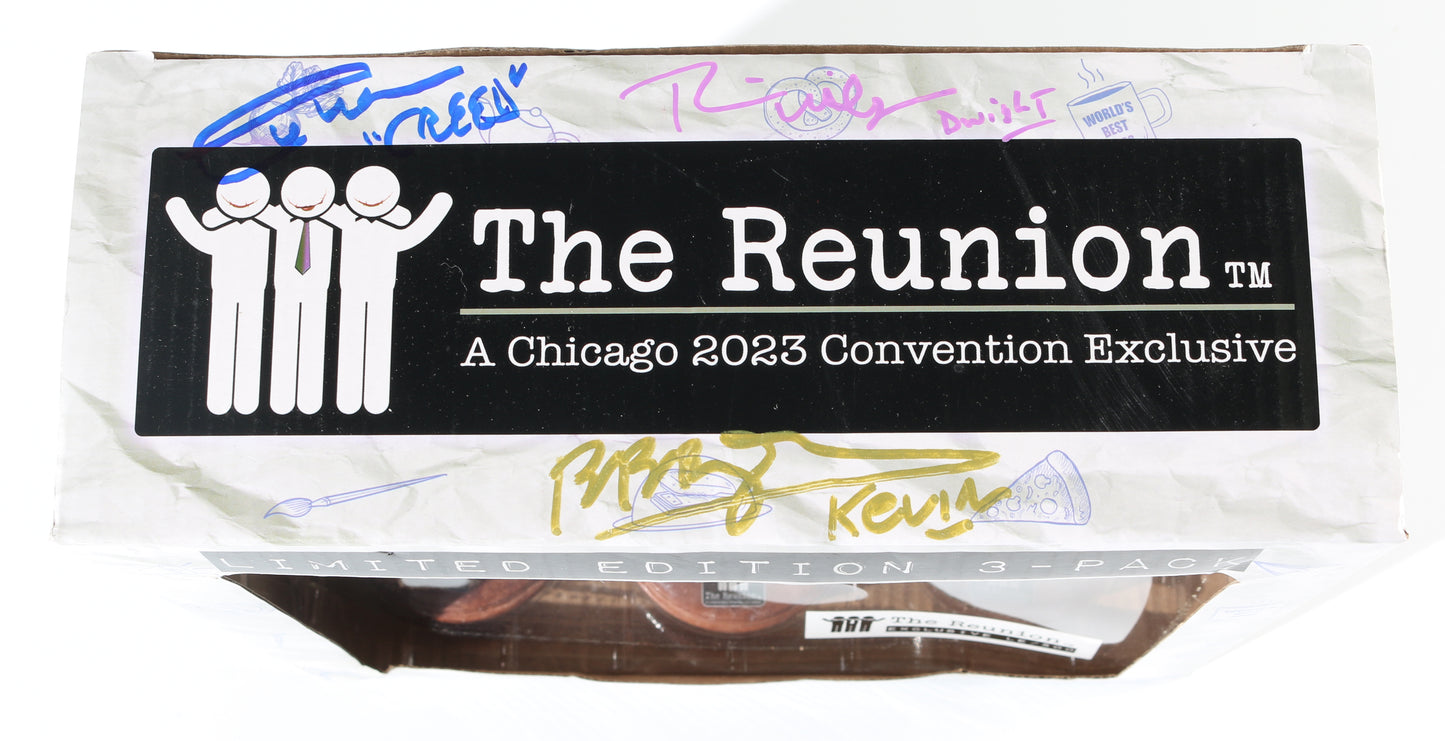 
                  
                    Rainn Wilson as Dwight Schrute, Creed Bratton as Creed Bratton, & Brian Baumgartner as Kevin Malone in The Office Reunion Signed Limited Edition 3-Pack Joker Bobbleheads with Character Names
                  
                