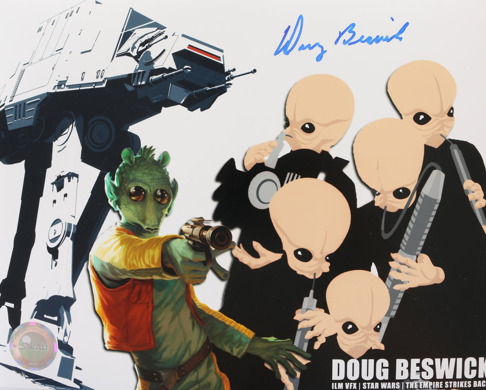Doug Beswick Makeup Artist & Stop Motion Technician of Star Wars: A New Hope & Star Wars: The Empire Strikes Back (SWAU) Signed 8x10 B&W Photo