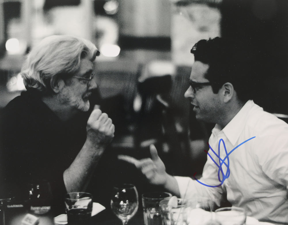 J.J. Abrams Director of Star Wars: The Force Awakens with George Lucas Signed 11x14 Photo