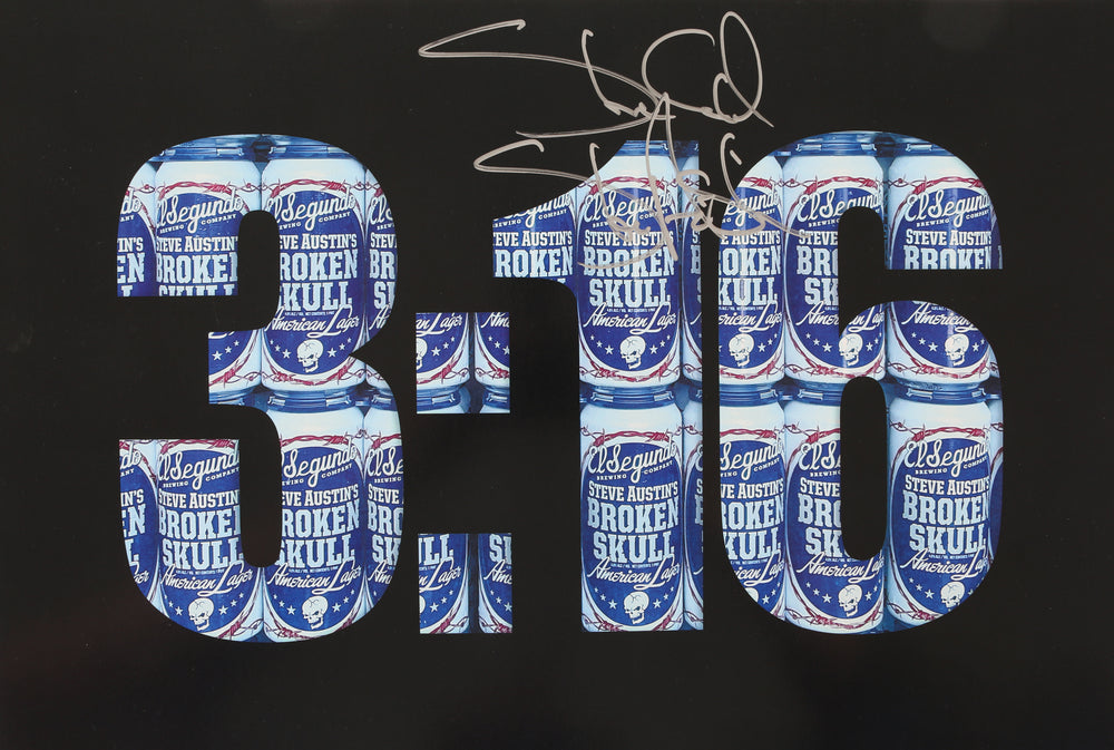 Stone Cold Steve Austin WWF / WWE Wrestler Signed 12x18 3:16 Beer Can Photo