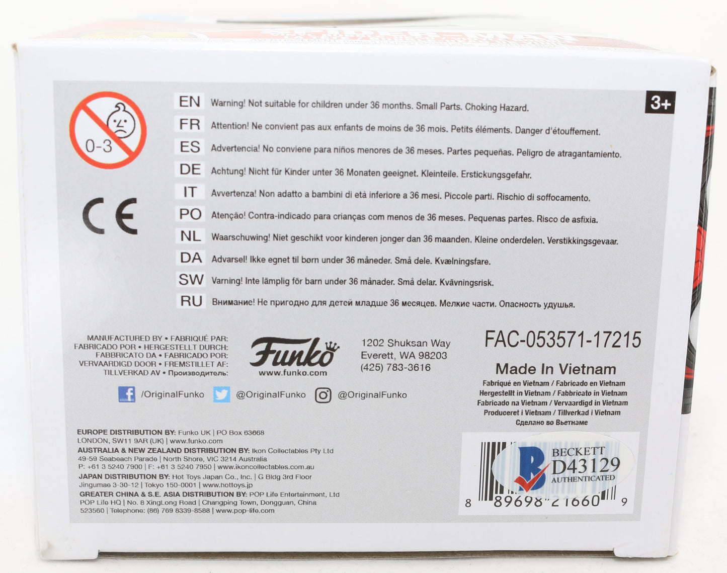 
                  
                    Tom Holland as Spider-Man in Spider-Man: Homecoming (Beckett) Signed Funko POP! #265
                  
                