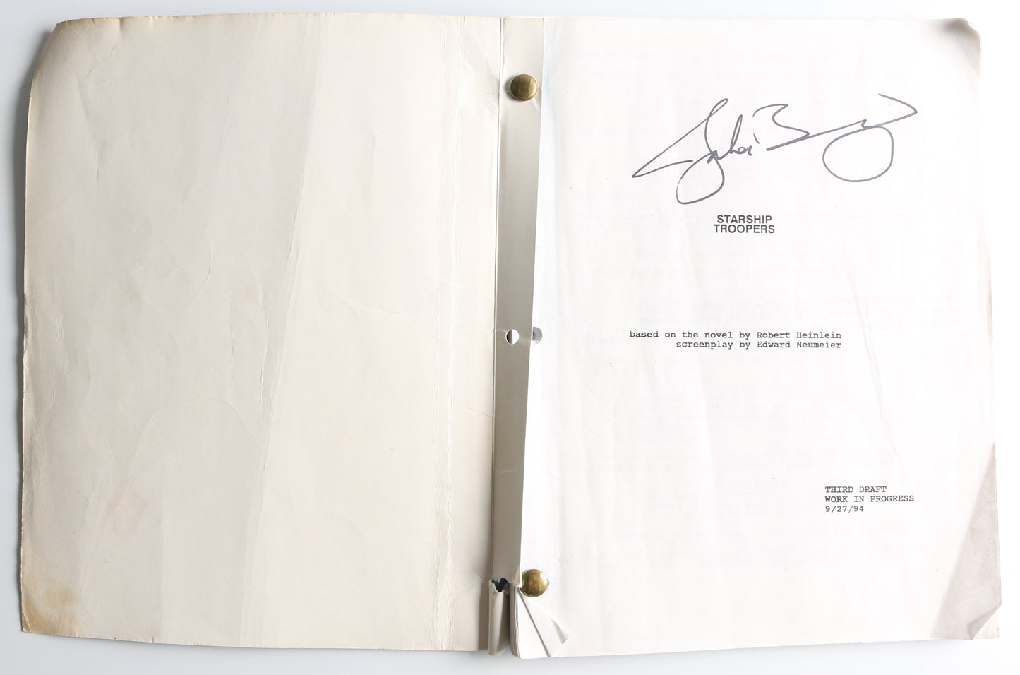 
                  
                    Jake Busey's Original Script for Starship Troopers Signed by Jake Busey
                  
                