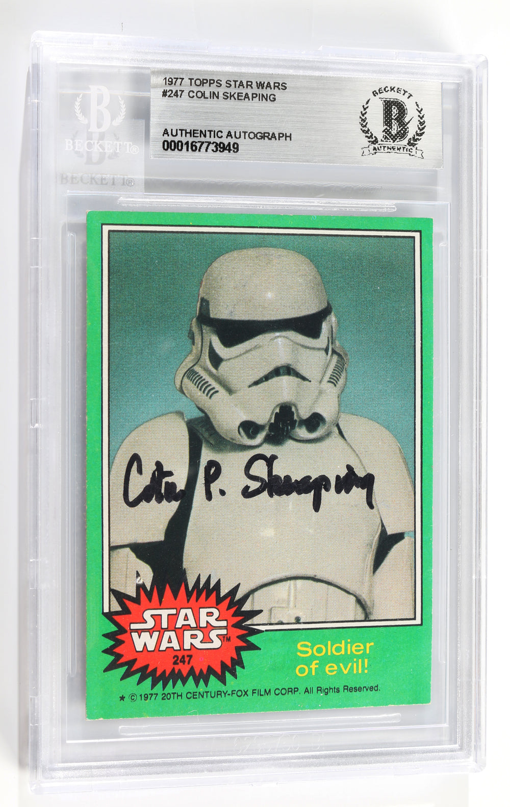 Colin Skeaping as Stormtrooper in Star Wars: A New Hope (Beckett Encapsulated) Signed 1977 Trading Card
