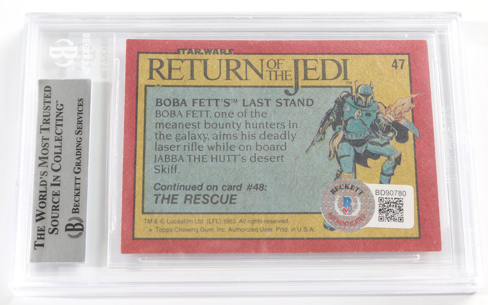 
                  
                    Dickey Beer & Don Bies as Boba Fett in Star Wars: Return of the Jedi (Beckett Encapsulated) Signed 1983 Topps Trading Card with Character Name
                  
                