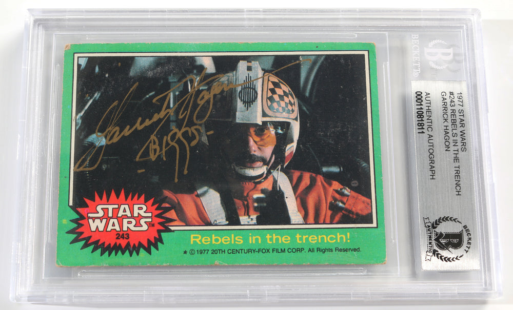 Garrick Hagon as Biggs Darklighter in Star Wars: A New Hope (Beckett Encapsulated) Signed 1977 Trading Card