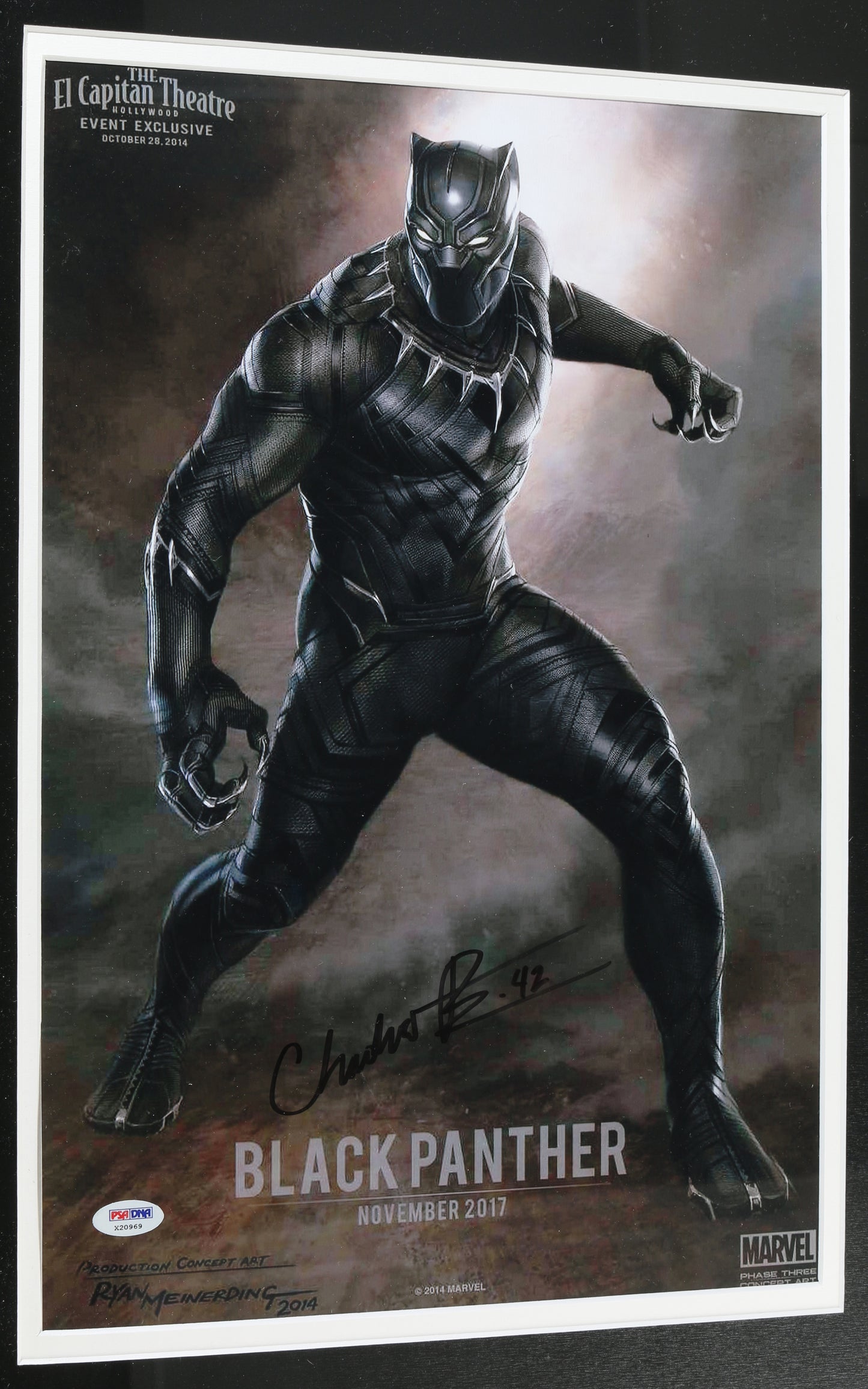 
                  
                    Chadwick Boseman as Black Panther in Black Panther (PSA) Framed Signed 12x18 Photo
                  
                