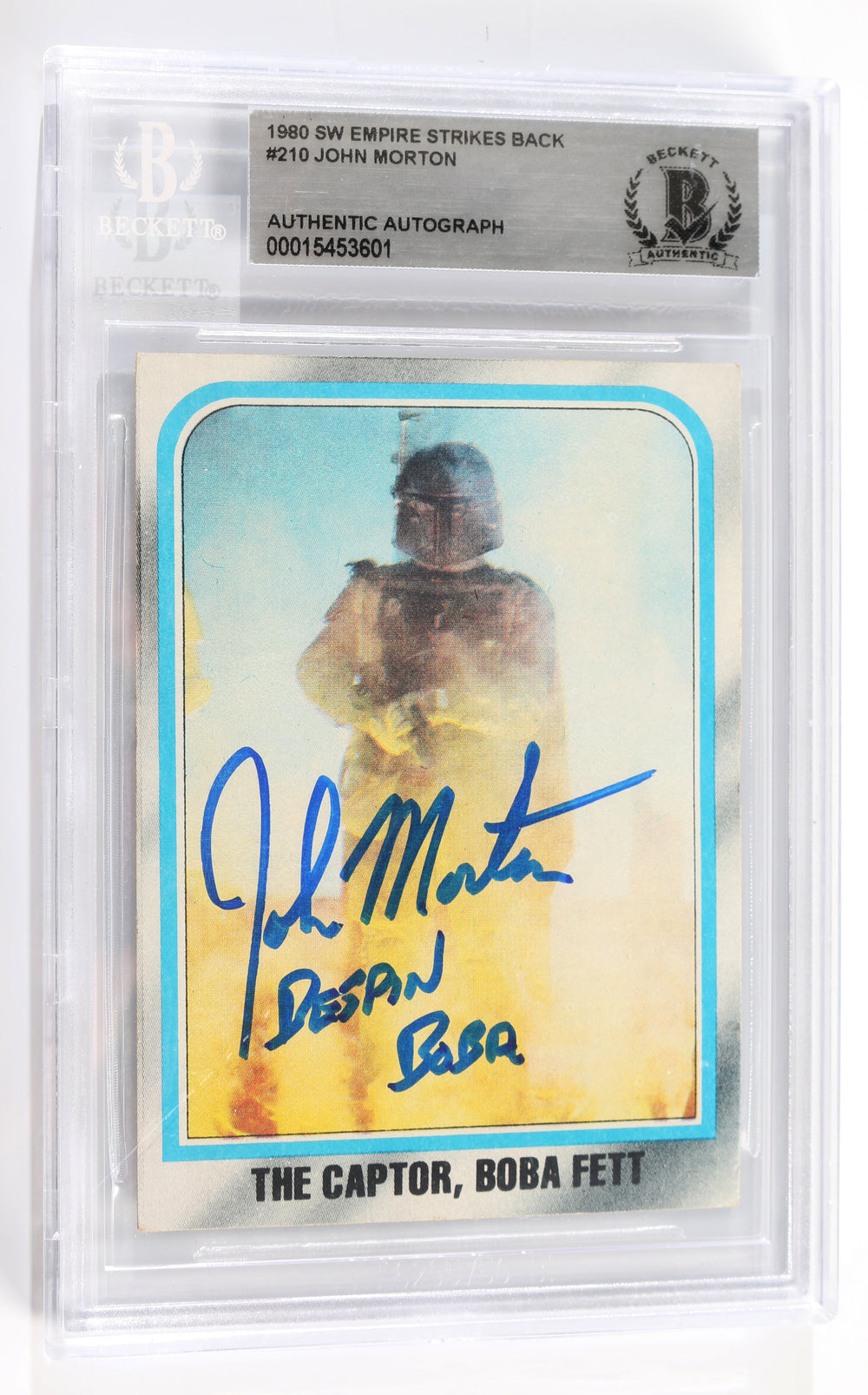 John Morton as Bespin Boba Fett in Star Wars: The Empire Strikes Back (Beckett Encapsulated) Signed 1980 Trading Card with Character Name