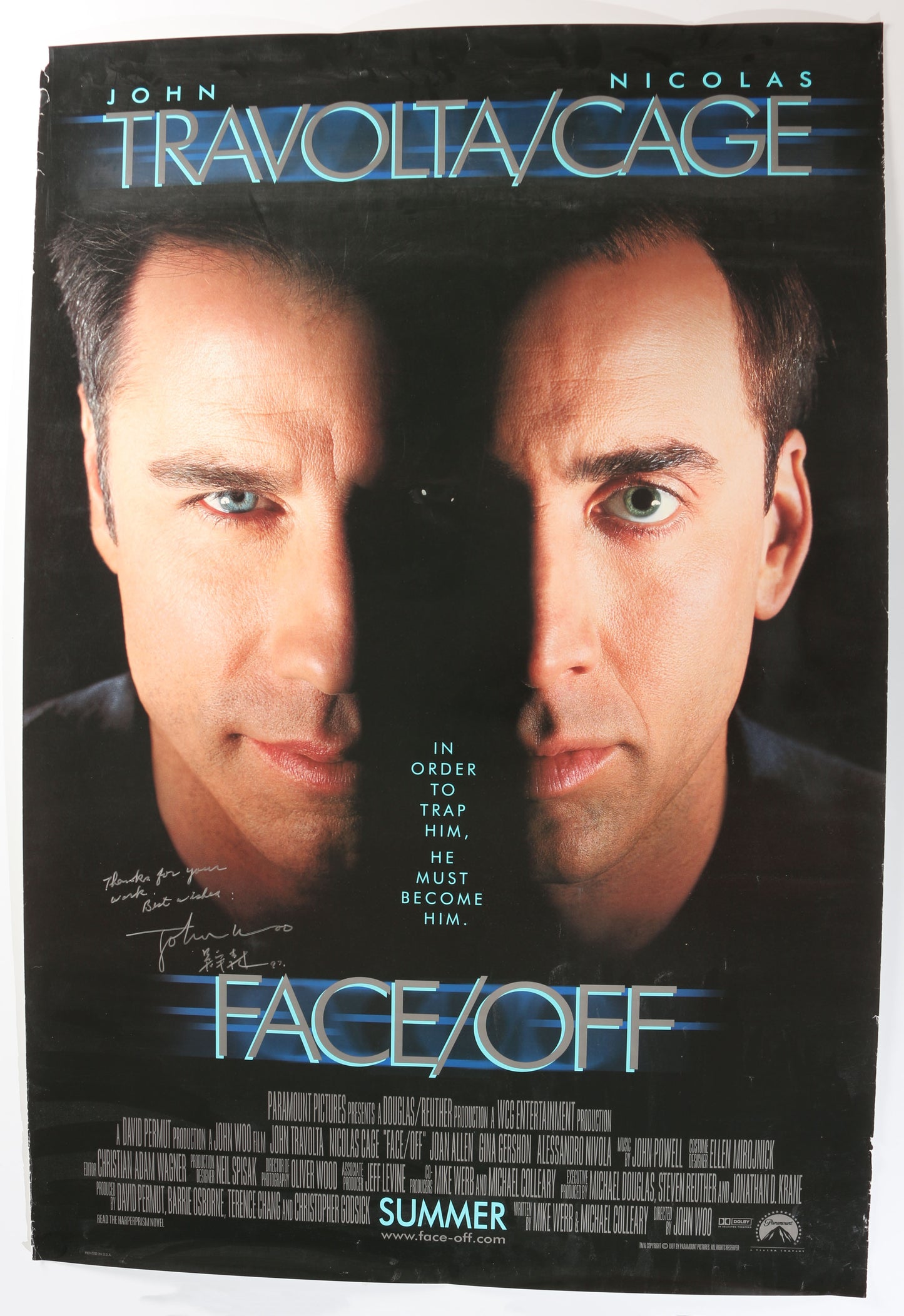
                  
                    Face/Off 27x40 Poster Signed by Director John Woo
                  
                