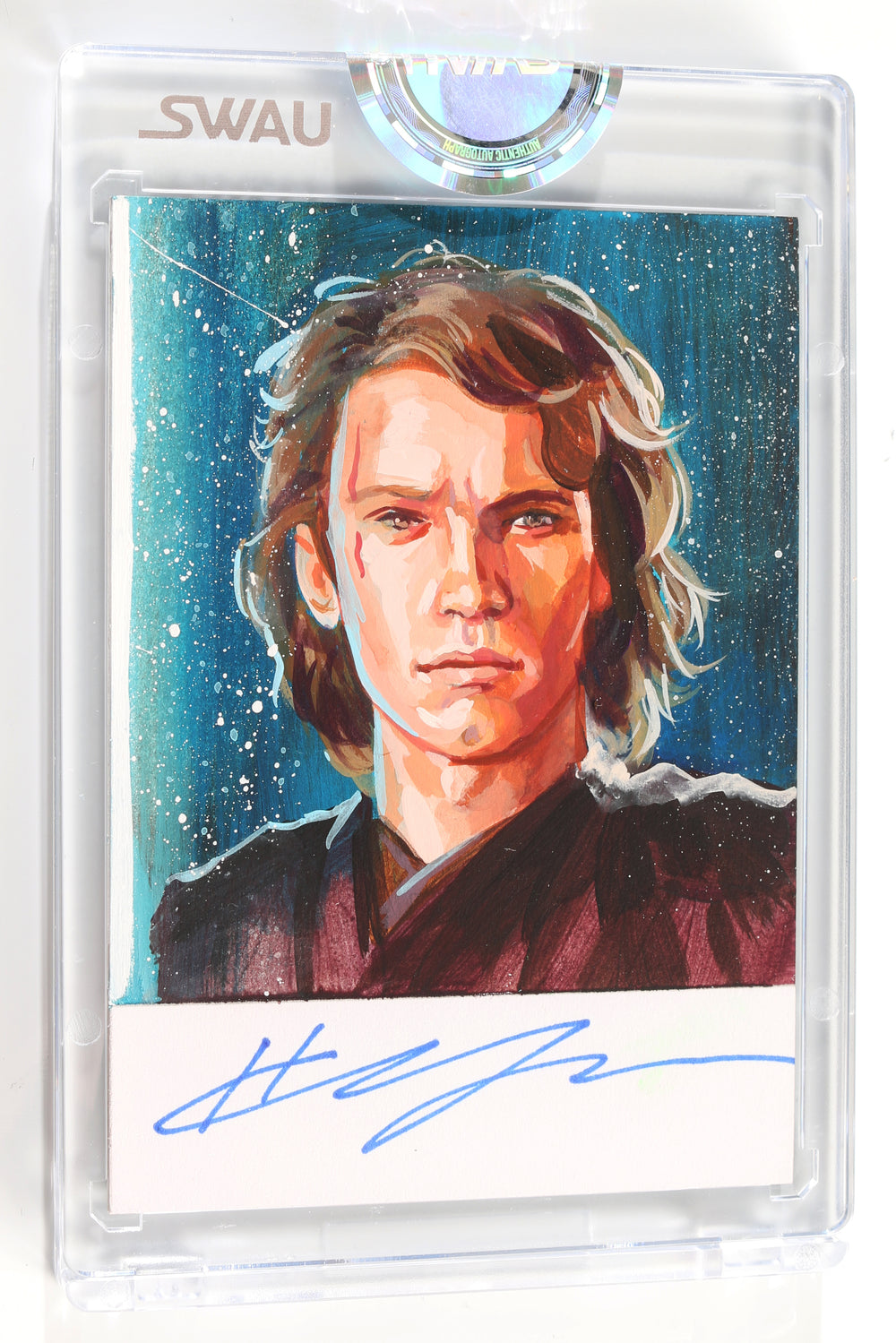 Hayden Christensen as Anakin Skywalker in Star Wars Episode III: Revenge of the Sith (Encapsulated) Signed SWAU Artist Series Trading Card by Candice Dailey