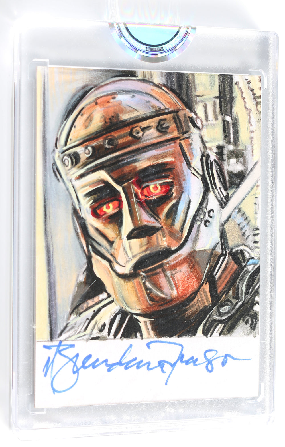 Brendan Fraser as Robotman in Doom Patrol (Encapsulated) Signed SWAU Artist Series Trading Card by Cyrus Sherkat