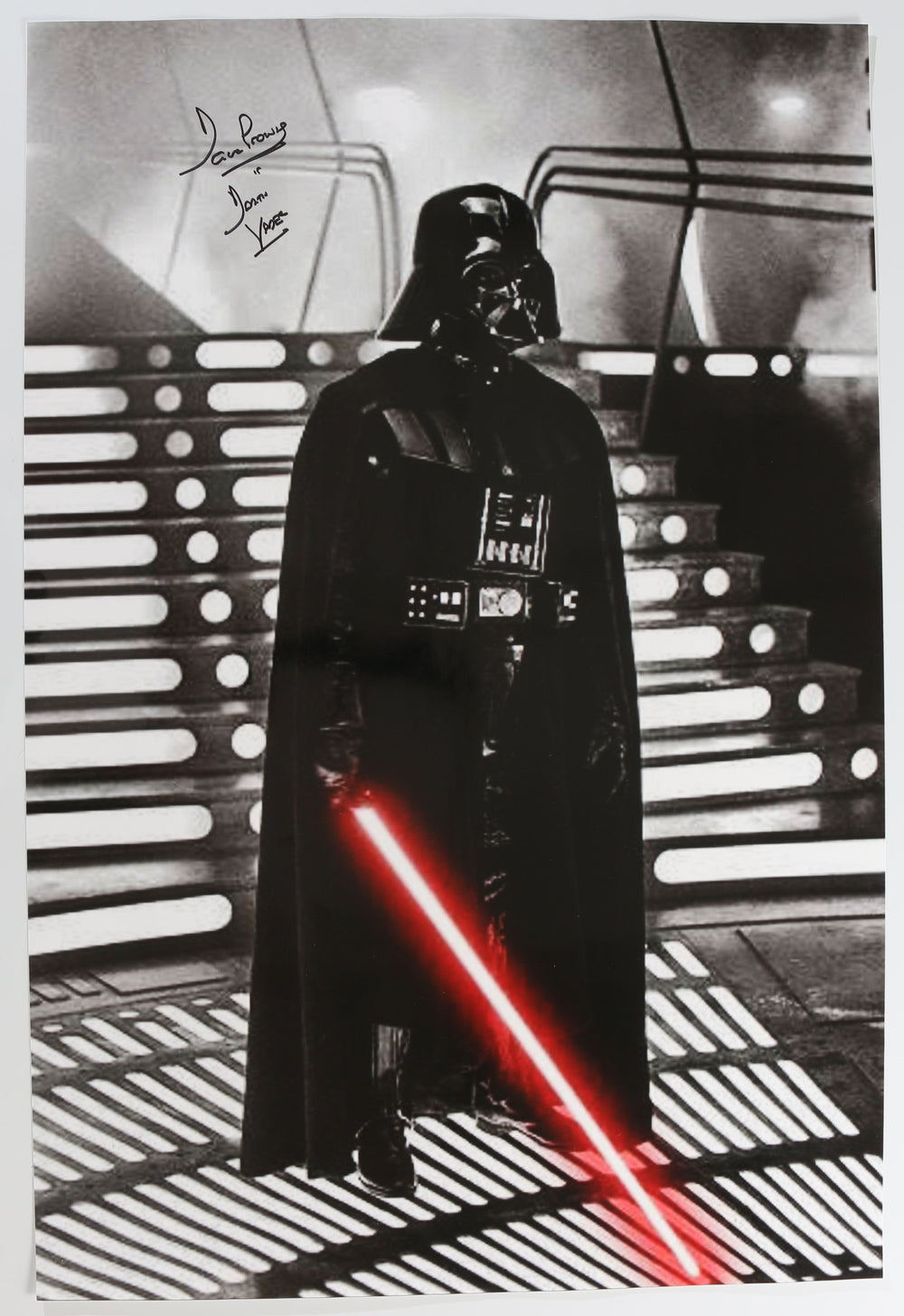 Dave Prowse as Darth Vader With Lightsaber Star Wars: The Empire Strikes Back Signed 20x30 Poster With Character Name
