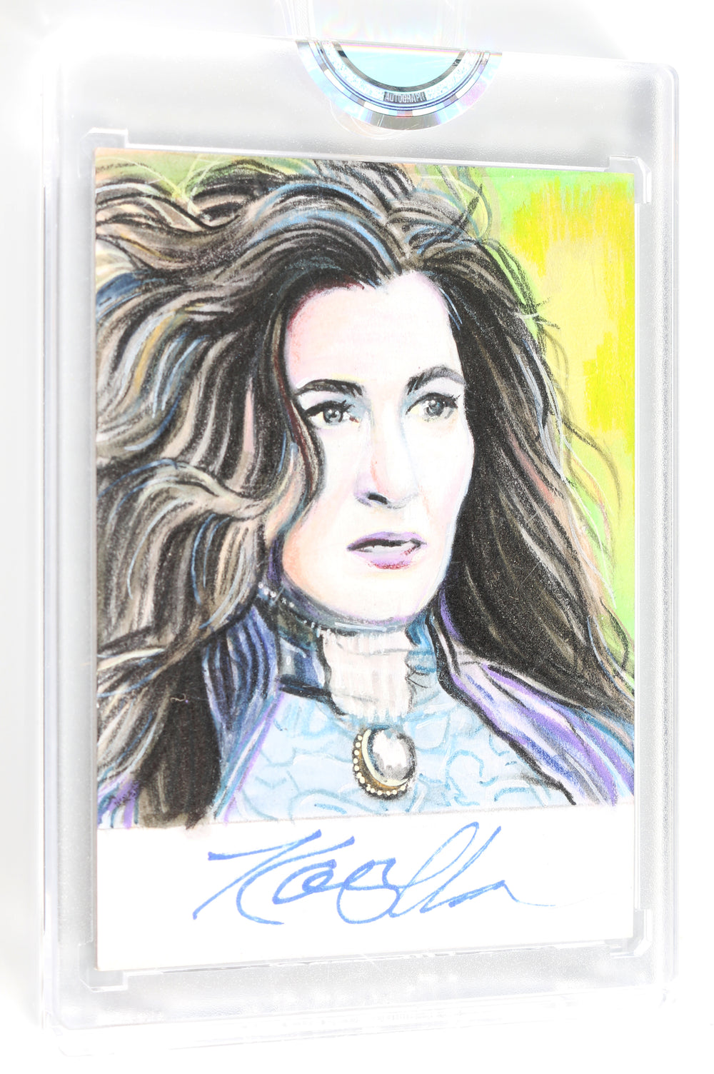 Kathryn Hahn as Agatha Harkness in WandaVision (Encapsulated) Signed SWAU Artist Series Trading Card by Cyrus Sherkat