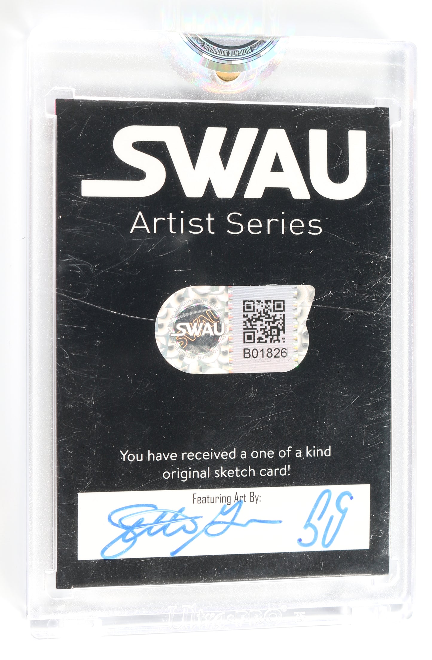 
                  
                    Chris Pratt as Peter Quill / Star-Lord in Guardians of the Galaxy (Encapsulated) Signed SWAU Artist Series Trading Card by Seth Groves
                  
                