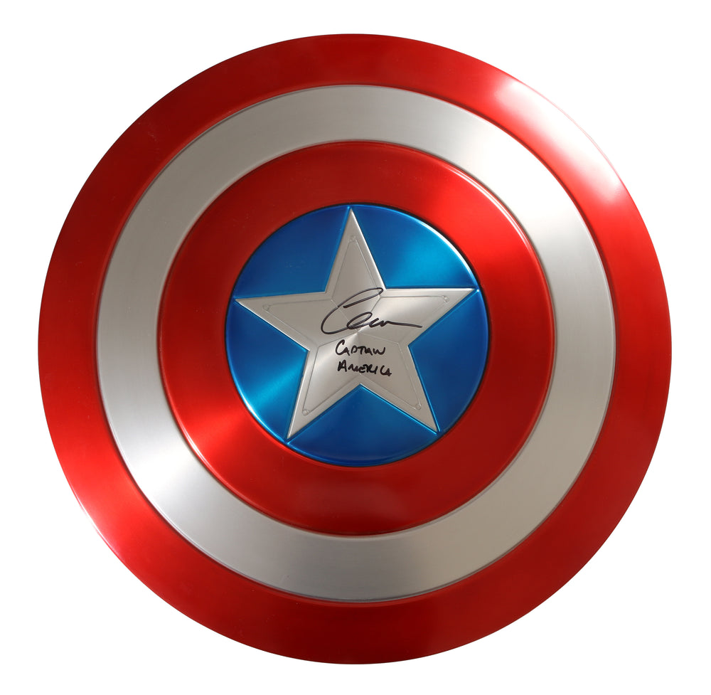 Captain America's Metal Prop Replica Shield (SWAU) Signed by Chris Evans with Full Character Name