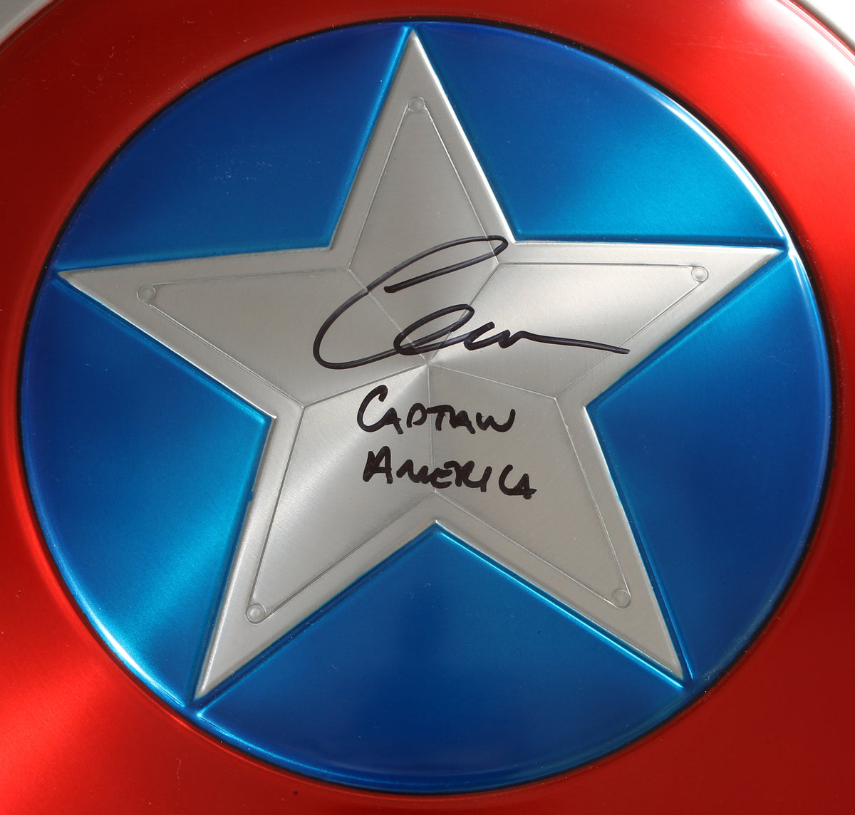 Captain America's Metal Prop Replica Shield (SWAU) Signed by Chris Eva ...