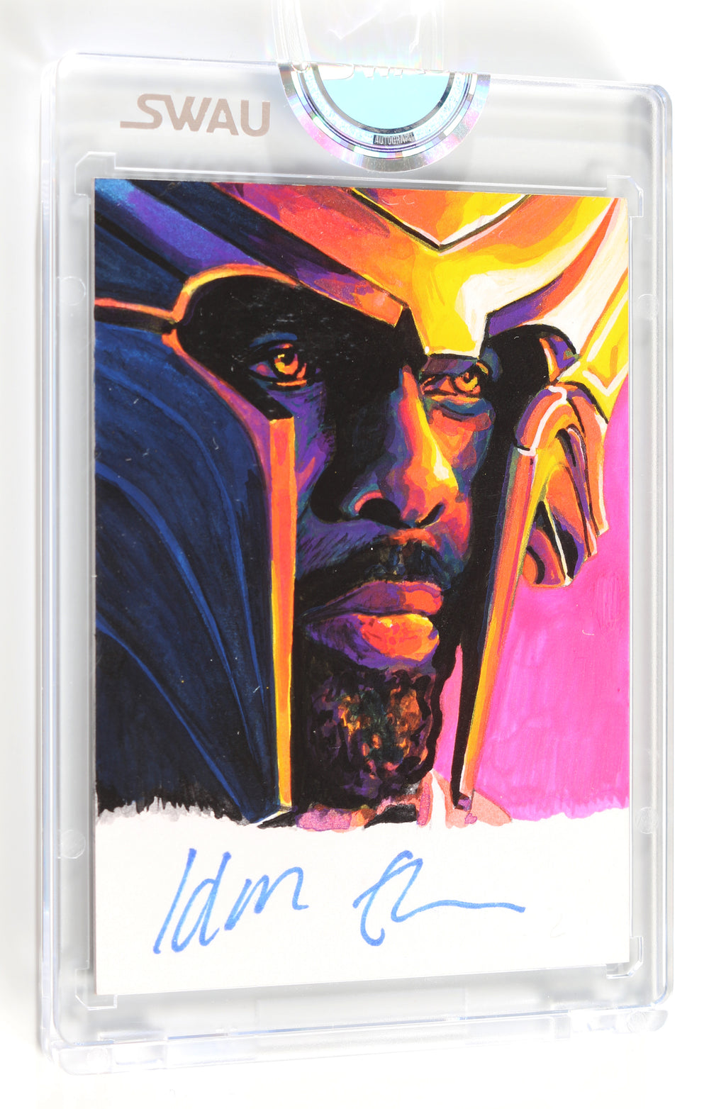 Idris Elba as Heimdall in Thor (Encapsulated) Signed SWAU Artist Series Trading Card by Seth Groves
