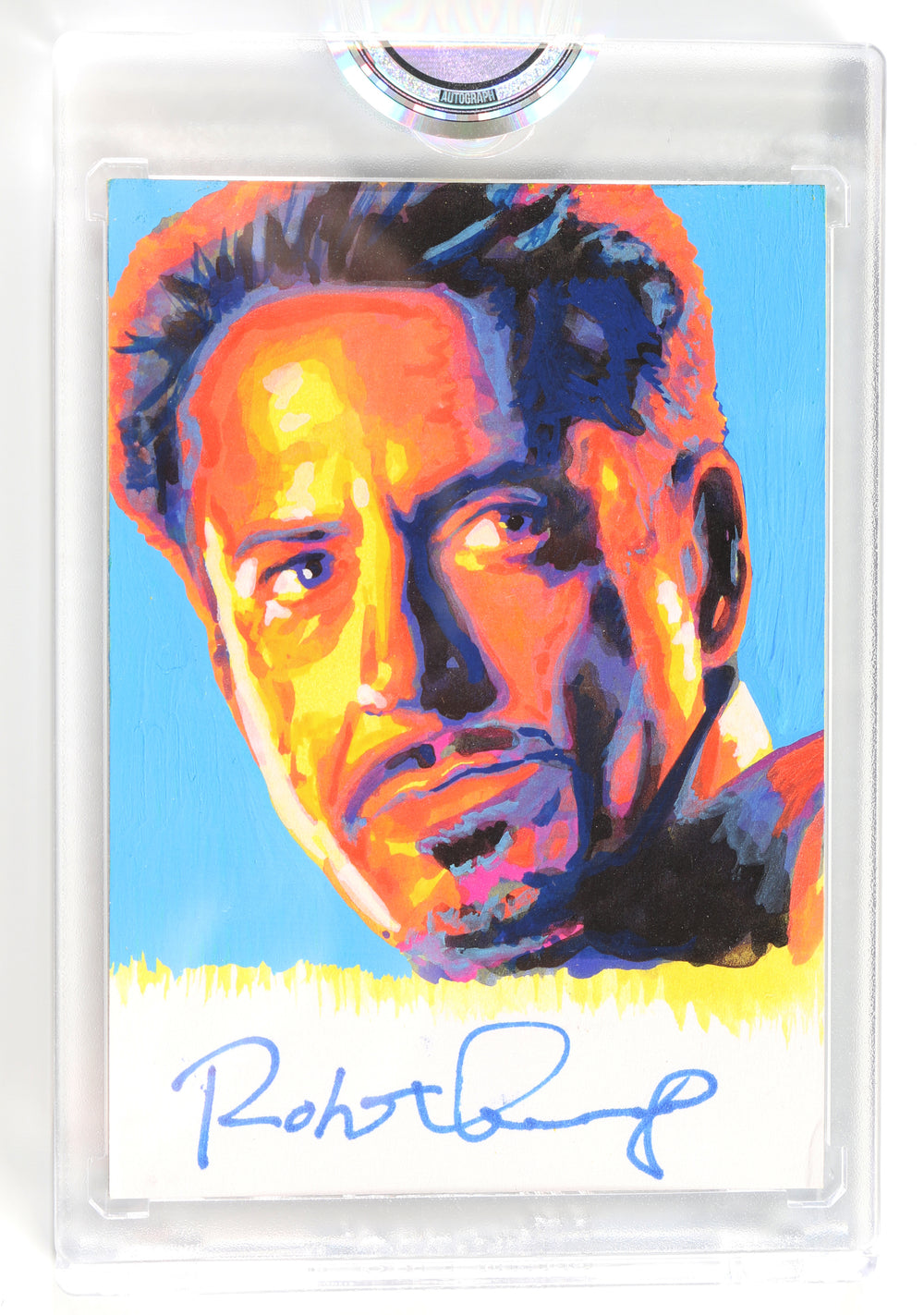 Robert Downey Jr. as Iron Man / Tony Stark in Iron Man (Encapsulated) Signed SWAU Artist Series Trading Card by Seth Groves