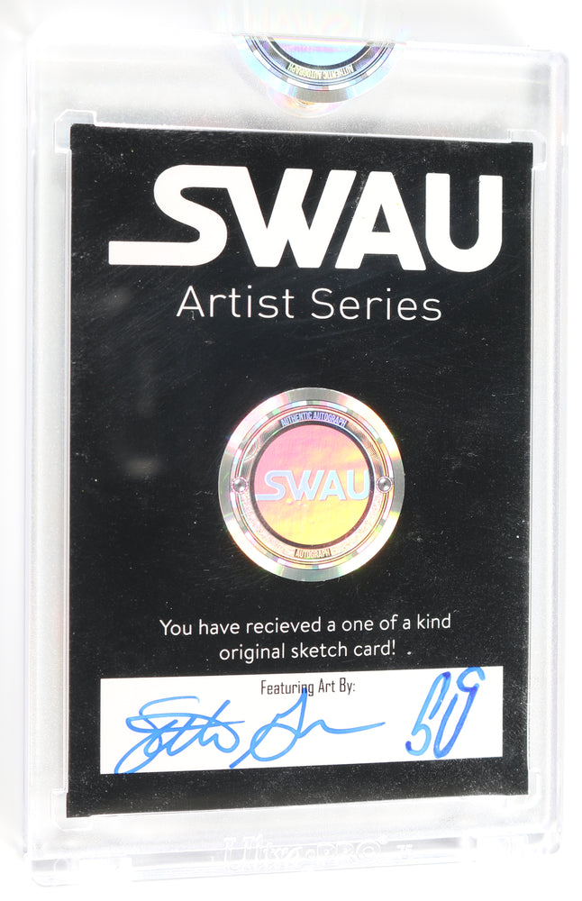 
                  
                    Robert Downey Jr. as Iron Man / Tony Stark in Iron Man (Encapsulated) Signed SWAU Artist Series Trading Card by Seth Groves
                  
                