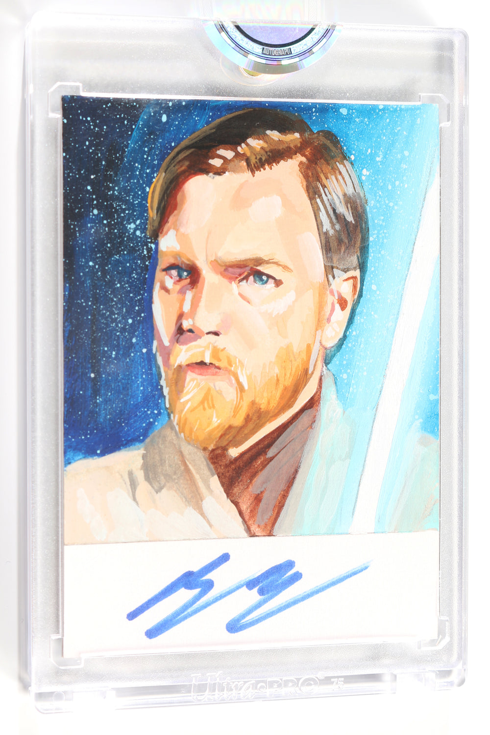 Ewan McGregor as Obi-Wan Kenobi in Star Wars Episode II: Attack of the Clones (Encapsulated) Signed SWAU Artist Series Trading Card by Candice Dailey