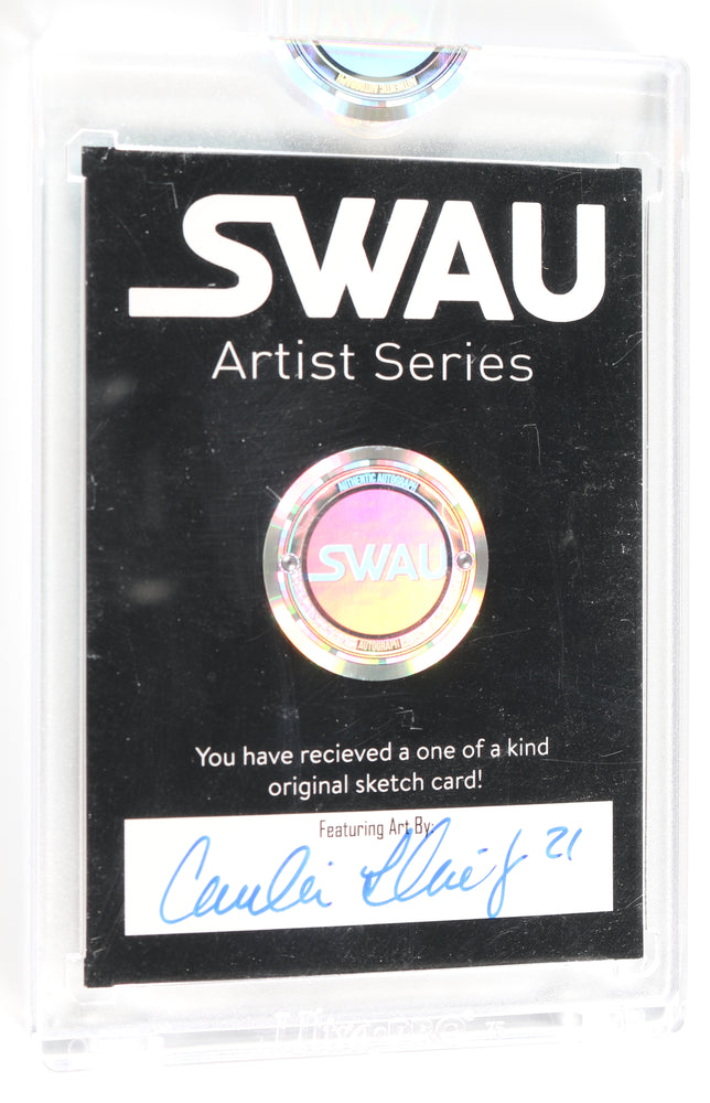 
                  
                    Felicity Jones as Jyn Erso in Rogue One: A Star Wars Story (Encapsulated) Signed SWAU Artist Series Trading Card by Candice Dailey
                  
                