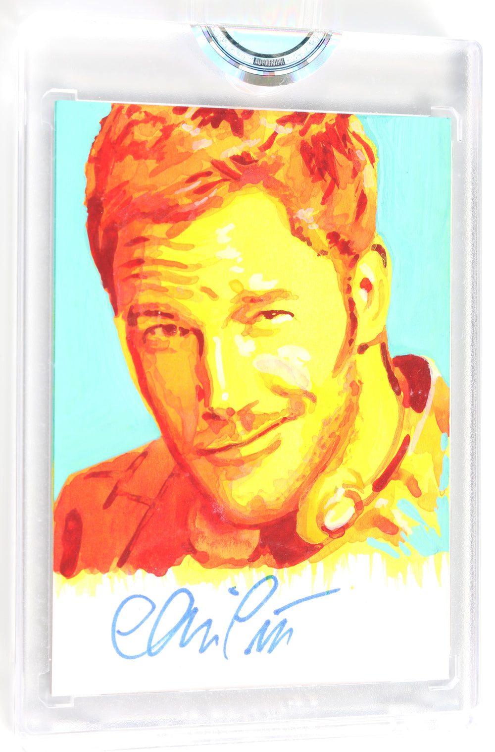 Chris Pratt as Peter Quill / Star-Lord in Guardians of the Galaxy (Encapsulated) Signed SWAU Artist Series Trading Card by Seth Groves