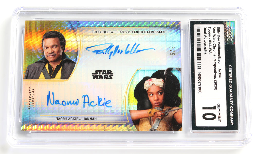 Billy Dee Williams as Lando Calrissian & Naomi Ackie as Jannah in Star Wars: The Rise of Skywalker (CGC Encapsulated) Signed Topps Trading Card