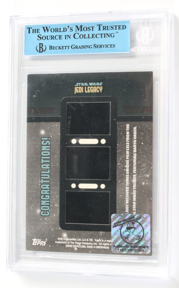 
                  
                    Dave Prowse as Darth Vader in Star Wars: A New Hope/The Empire Strikes Back (Beckett Encapsulated) Signed Topps Jedi Legacy Film Cell Trading Card
                  
                