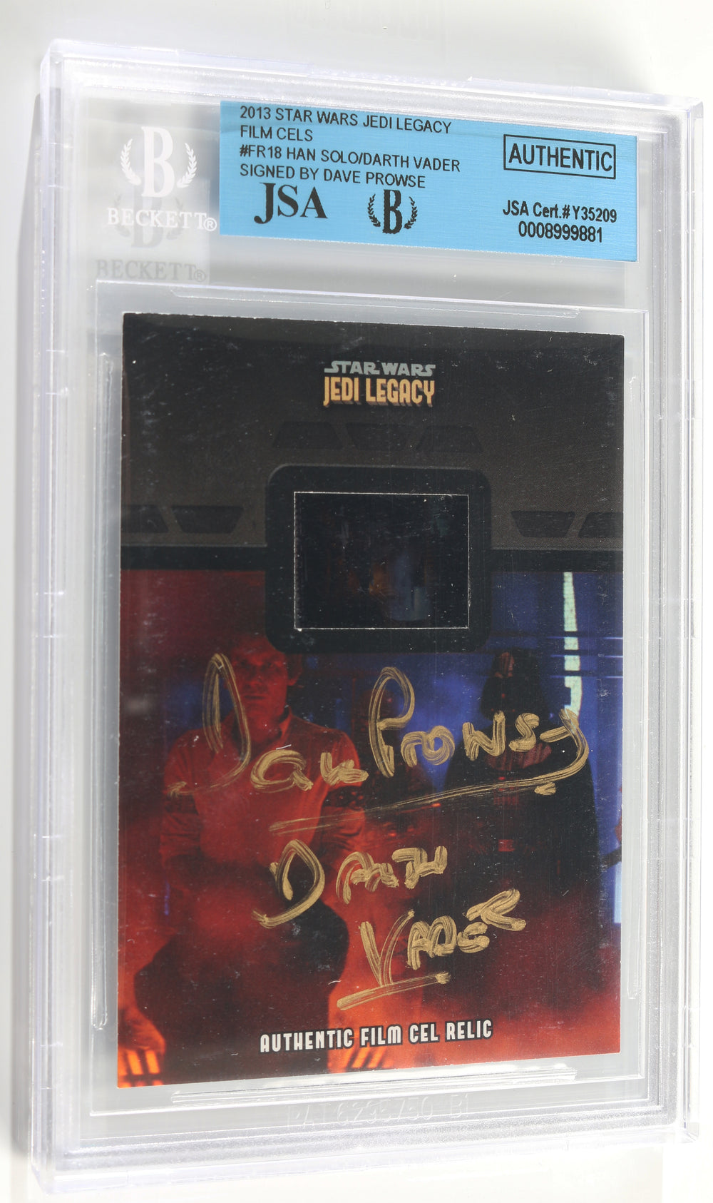 Dave Prowse as Darth Vader in Star Wars: The Empire Strikes Back (Beckett Encapsulated) Signed Topps Jedi Legacy Film Cell Trading Card with Character Name
