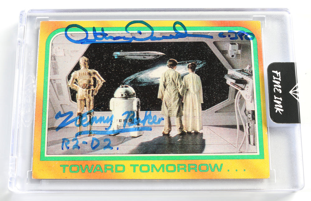 Anthony Daniels as C-3PO & Kenny Baker R2-D2 in Star Wars: The Empire Strikes Back (Encapsulated) Signed Topps Trading Card with Charecter Names