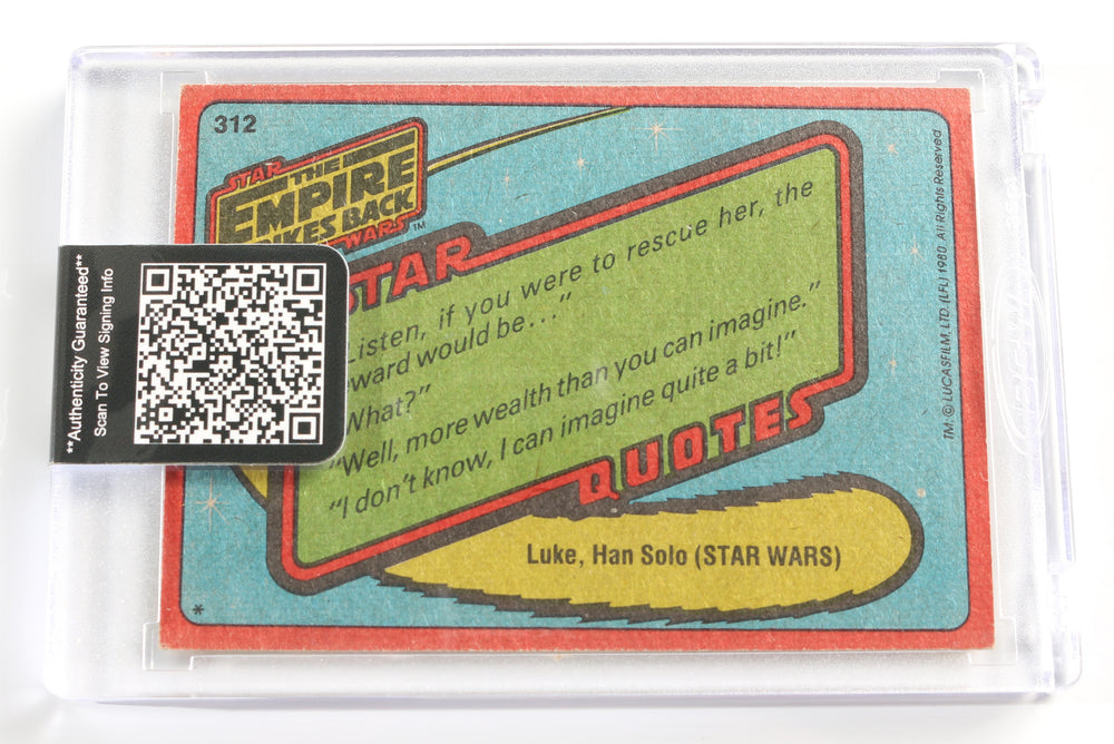 
                  
                    Anthony Daniels as C-3PO & Kenny Baker R2-D2 in Star Wars: The Empire Strikes Back (Encapsulated) Signed Topps Trading Card with Charecter Names
                  
                