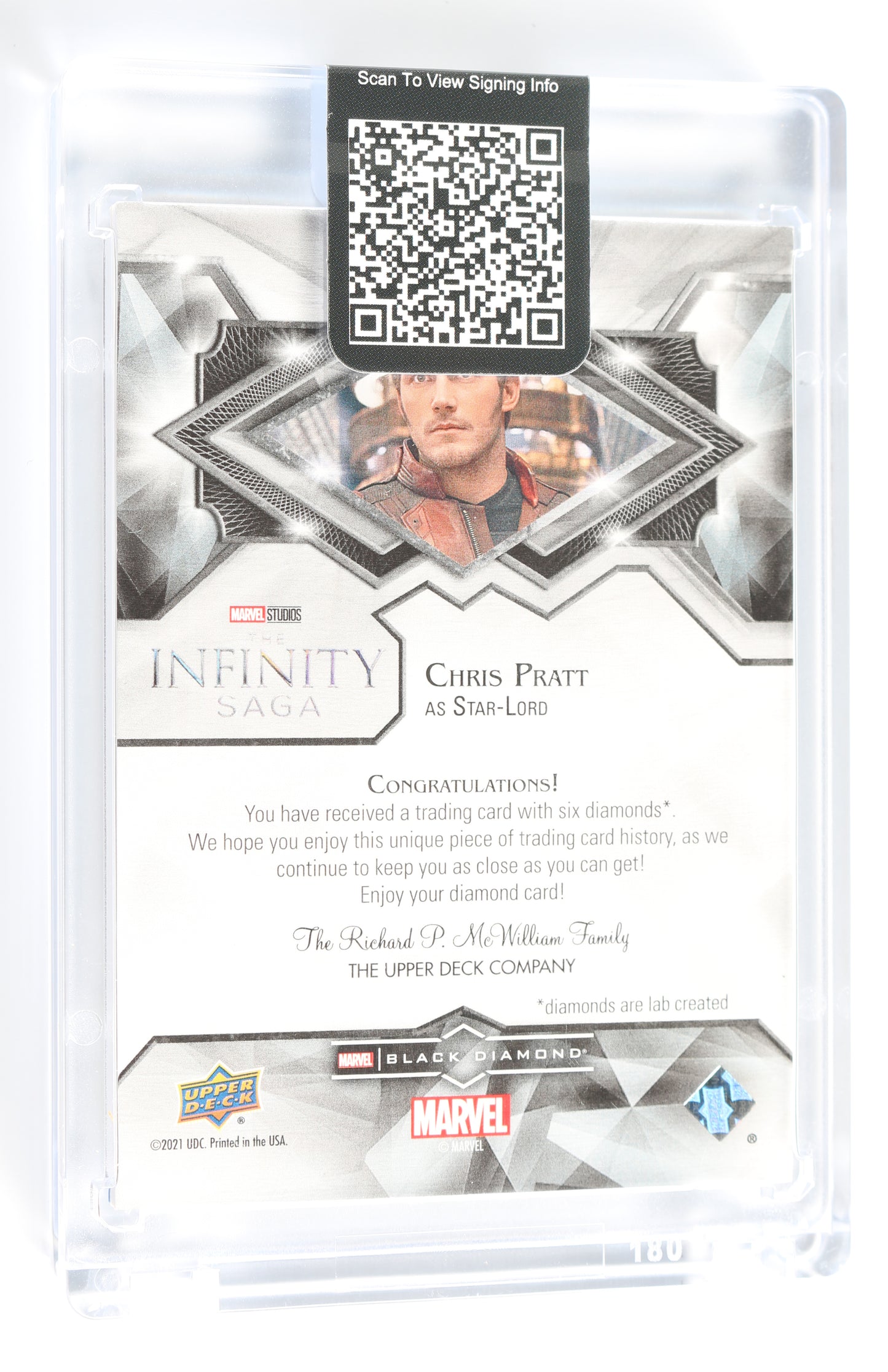 
                  
                    Chris Pratt as Star-Lord in Guardians of the Galaxy Vol. 2 (Encapsulated) Signed Trading Card
                  
                