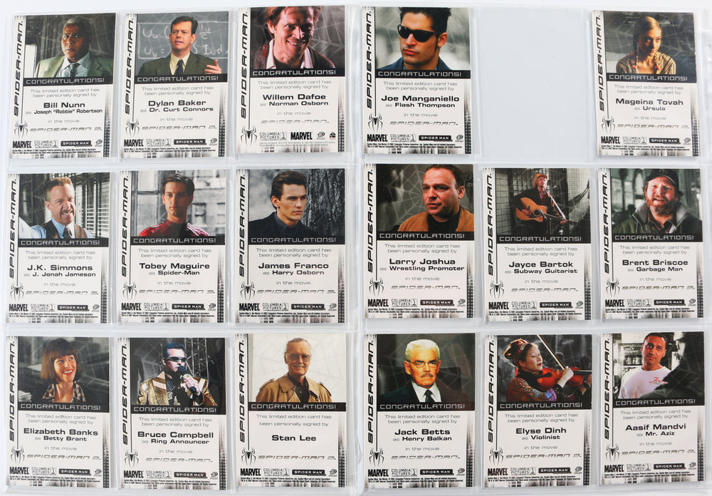 
                  
                    Spider-Man Triology Upper Deck Trading Cards 17pc LOT Signed by Tobey Maguire, Willem Dafoe, James Franco, J. K. Simmons, Joe Manganiello, Bill Nunn, Ted Raimi, Elizabeth Banks, Mageina Tovah, Bruce Campbell, Stan Lee, & More
                  
                