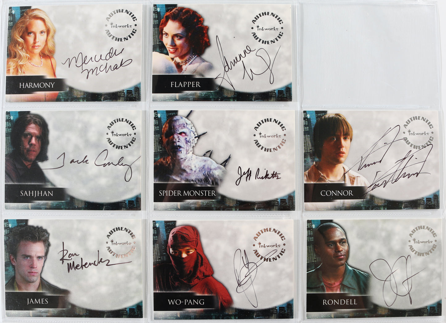 
                  
                    Angel Inkworks Trading Cards 35pc LOT Signed by David Boreanaz, Charisma Carpenter, Glenn Quinn, Alexis Denisof, J. August Richards, Amy Acker, Vincent Kartheiser, Andy Hallett, James Marsters, Mercedes McNab, Gina Torres, Julie Benz, Eliza Dushku, & More
                  
                