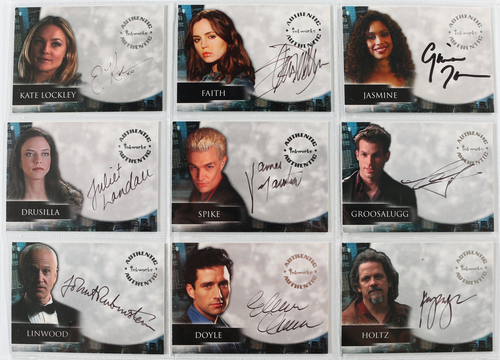
                  
                    Angel Inkworks Trading Cards 35pc LOT Signed by David Boreanaz, Charisma Carpenter, Glenn Quinn, Alexis Denisof, J. August Richards, Amy Acker, Vincent Kartheiser, Andy Hallett, James Marsters, Mercedes McNab, Gina Torres, Julie Benz, Eliza Dushku, & More
                  
                
