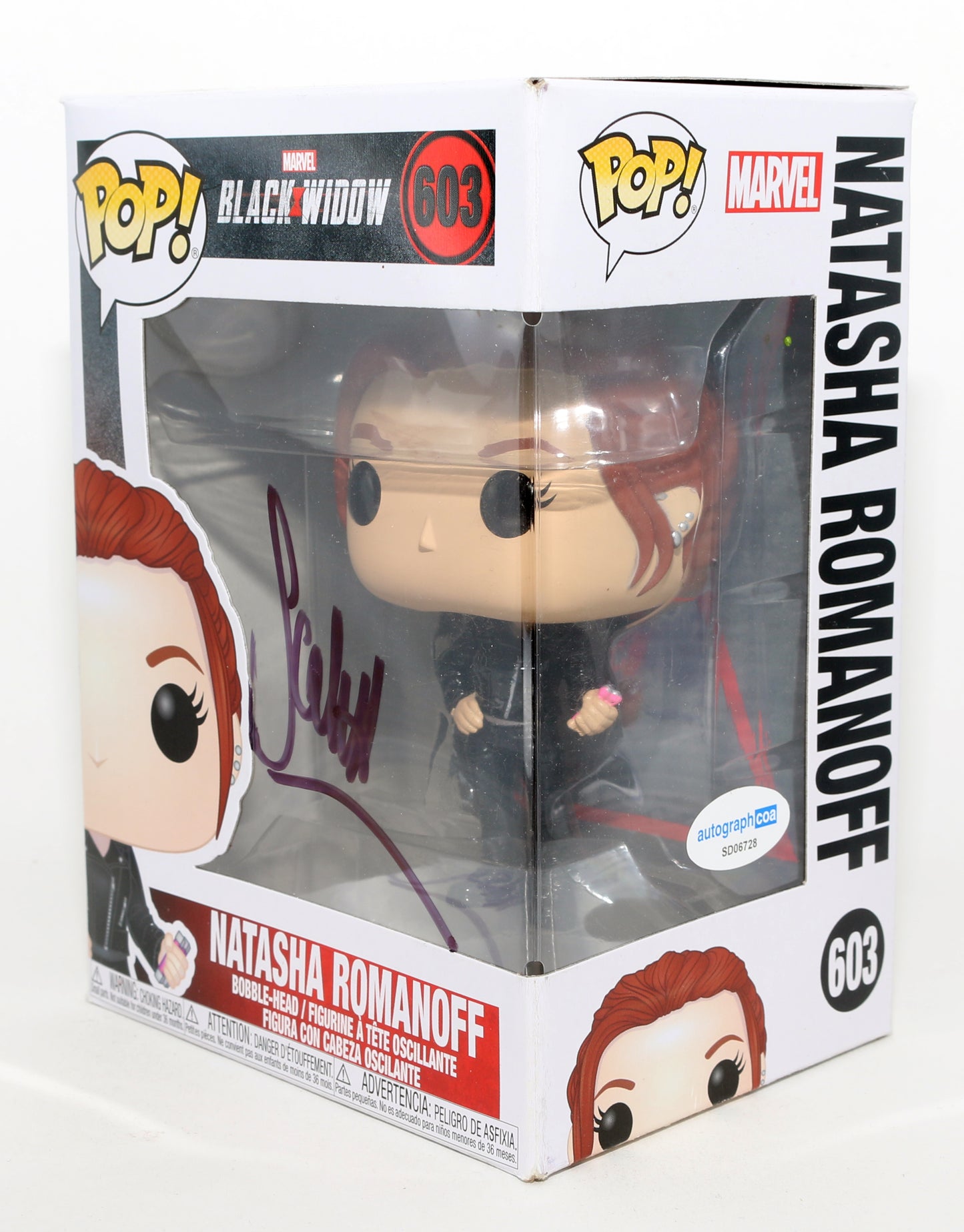 
                  
                    Scarlett Johansson as Natasha Romanoff / Black Widow in Black Widow Signed Funko POP! #603
                  
                