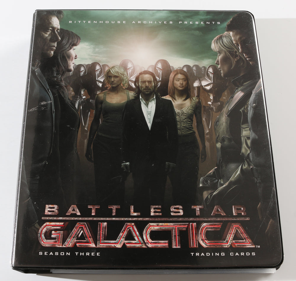 
                  
                    Battlestar Galactica Rittenhouse Trading Cards 246pc LOT with 52 Cards Signed by Edward James Olmos, Mary McDonnell, Katee Sackhoff, Jamie Bamber, James Callis, Tricia Helfer, Grace Park, Michael Hogan, Aaron Douglas, Michael Trucco, & More
                  
                