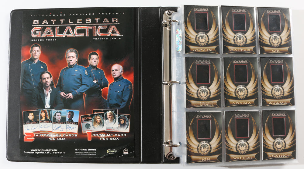 
                  
                    Battlestar Galactica Rittenhouse Trading Cards 246pc LOT with 52 Cards Signed by Edward James Olmos, Mary McDonnell, Katee Sackhoff, Jamie Bamber, James Callis, Tricia Helfer, Grace Park, Michael Hogan, Aaron Douglas, Michael Trucco, & More
                  
                