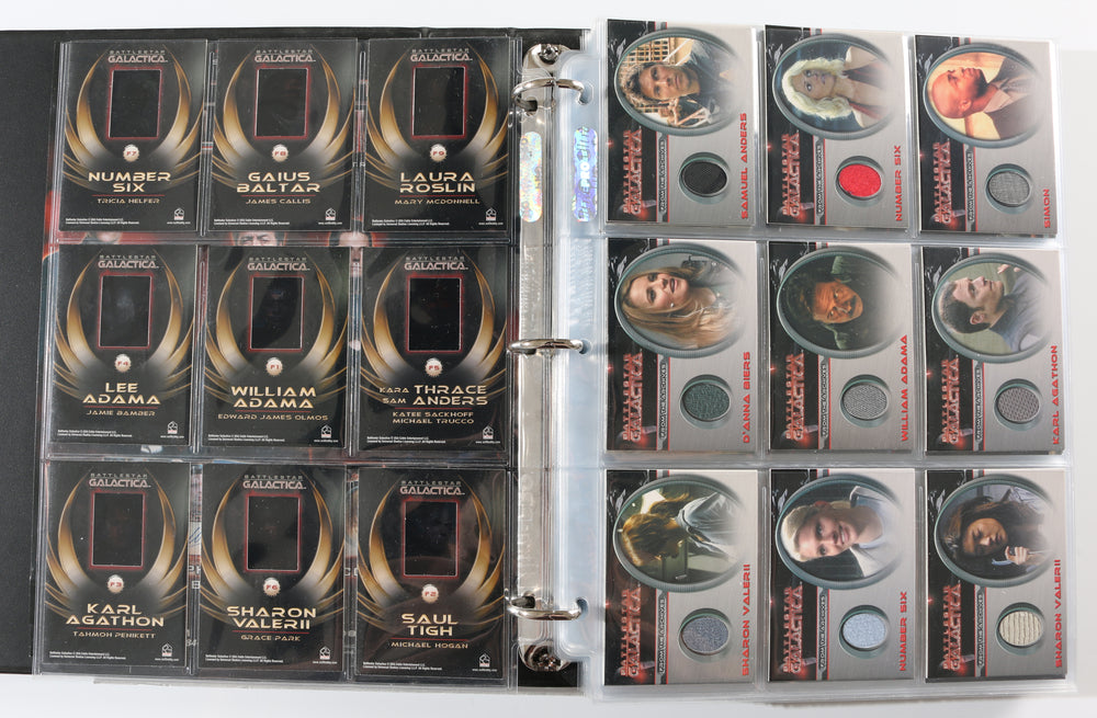 
                  
                    Battlestar Galactica Rittenhouse Trading Cards 246pc LOT with 52 Cards Signed by Edward James Olmos, Mary McDonnell, Katee Sackhoff, Jamie Bamber, James Callis, Tricia Helfer, Grace Park, Michael Hogan, Aaron Douglas, Michael Trucco, & More
                  
                